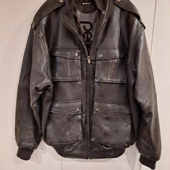 PellePelle Mark Buchman Vintage Leather Coat W/Sweater Trim(Sz 48) "Unique/Rare" - Picture 1 of 8